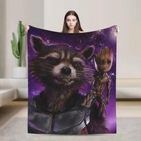 Guardians of the Galaxy Groot Flannel Throw Blanket Rocket Raccoon for Bed Knitted Blanket Outdoor Thin Portable Quilt 30x40in black