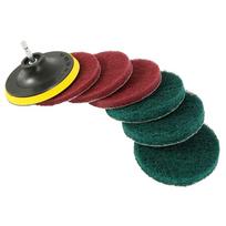 4 Inch Drill Power Brush Tile Scrubber Scouring Pads Cleaning Kit Household Cleaning Tool for Bathroom Floor Tub Polishing Pad brown