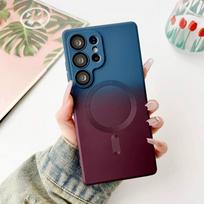 Gradient Magnetic Silicone Case For Samsung Galaxy S25 Ultra S24 S23 S22 S21 A05 A06 A07 A14 A15 Ultra Plus For Magsafe Case Shockproof Bumper Cover For Galaxy A05 4G mėlyna