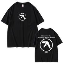 Aphex Twin Listen To The Working Man's Techno T Shirt Men Fashion Oversized T-shirt Men's Casual Vintage Short Sleeve T-shirts 4XL black