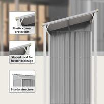 Garden Shed with Extended Roof Light Grey 277 x 107 x 181 cm Steel