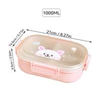 Portable Plastic Lunch Box With Detachable 3-Compartments Cute Divided Food Container For Kids Students Microwave Safe žalia