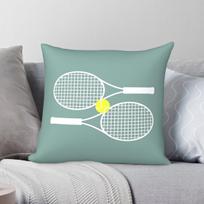 Tennis Ball And Racket Square Pillowcase Polyester Linen Velvet Pattern Decorative Throw Pillow Case Home Cushion Cover 45x45 30X30CM gray