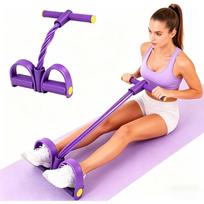 Multi-Functional Resistance Rope & Foot Pedal Yoga Band - Elastic Core, Waist, Arm, & Leg Stretching Fitness Equipment 1Pc violetinė