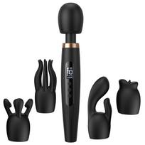 SuperLove Deluxe Massage Wand Kit with 4 Attachments & LED Display Black