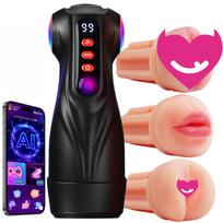 SuperLove AI Sync Sucking & Vibrating Masturbator with Pussy, Butt & Mouth Sleeves & App Skin
