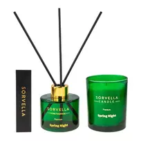 Set Sorvella: Spring Night, Floral  AND  Woody, Scented Candle, 170 g + Spring Night, Stick, Aroma Reed Diffuser, 120 ml