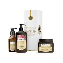 Arganicare Set: Castor Oil Hair Shampoo, For Growth Stimulation, 400 ml + Castor Oil Hair Treatment Cream Mask, For Growth Stimulation, 500 ml + Castor Oil Hair Serum, Hair Growth, 100 ml
