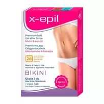 X-Epil , , Silky Finish, Hair Removal Wax Strips, For Underarms  AND  Bikini Area, 12 pcs