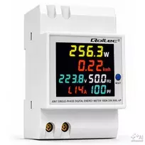 Qoltec Single-phase 6-in-1 meter | DIN rail-mounted energy consumption meter | 230V | 100A | LCD | CT | 3P