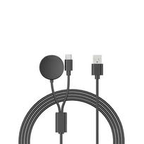 USB C Charger for Samsung Galaxy Watch 2 in 1 Type C USB A Cable 3.94 fit for Galaxy Watch6/5/4 Watch 5 Pro Galaxy S23 Ultra gray