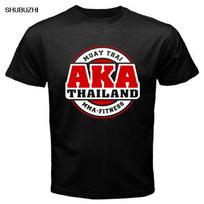 AKA Thailand Gymer Logo Muay Thai  Kick Boxinger Men's Black T-Shirt Size S-3XL Tops Tees Printed Men T Shirt S įvairiaspalvis