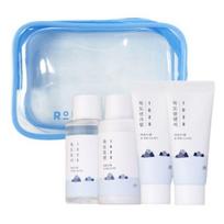 ROUND LAB 1025 Dokdo Travel Kit Set – Toner 50ml + Lotion 50ml + Sunscreen 20ml + Cleanser 20ml + Pouch, Complete Korean Skincare Travel Essentials white