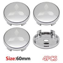 4Pcs 60mm Car Wheel Center Hub Cap Stickers Car Exterior Accessories for Mitsubishi Pajero Outlander Montero Lancer Triton ASX fxcr23 gray