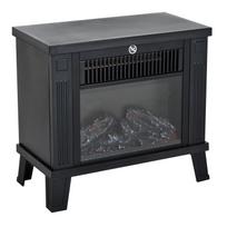 Elektrinis židinys su liepsnos efektu, 600/1200 W, juodas, 34 × 17 × 31 cm