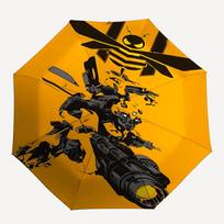 1pc Bumblebee Transformer Automatic Folding Umbrella - Compact 8-Rib Design, Durable Plastic & Iron, Daily Use Z1230050 black