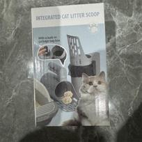 Cat & Dog Poop Scoop with Storage Box – Pet Waste Cleaning Tool Color Box Packaging pilka spalva