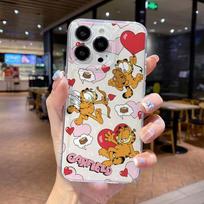 Cartoon Cat Garfields Phone Case for iPhone 17 Air 16 15 14 Plus 13 12 11 Pro Max X Xs XR 8 e Soft TPU Transparent Cover iPhone 13 white