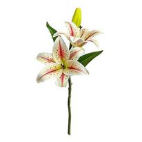Artificial Lily Flowers with 2 Heads Full Bloom And 1 Bud Long Stem Fake Lilies Bouquet for Wedding Floral Arrangements Spring Home Table Centerpiece beige
