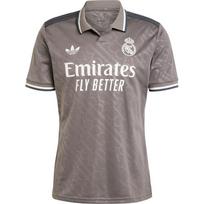 Adidas Originals REAL MADRID Series Men's Charcoal-colored Lettered Casual Short-sleeved Football Jersey S gray