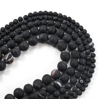 Natural matte Black Stripes Agates 4 6 8 10 12 MM Diy Loose Spacer Beads Men's and Women's Bracelet Necklace 6mm x 62pcs juoda