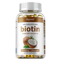 Biotin capsules, containing hyaluronic acid extract, 10,000 mcg, nutritional supplement, suitable for adults. 120*1 white