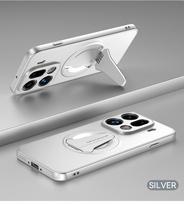 Oppo Find X9 ir Oppo Find X9 Pro dėklas Magnetinis Siurbimas Metalinės Spalvos Kosminio Laivo Stilius Stovas Minkštas Padengtas Dangtelis Korpusas OPPO Find X9 gray