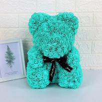 Romantic Valentine's DayCreative Eternal Flower Rose Bear Christmas Gift Rose Bear Hug Bear Wedding Flower Decoration Gift mintgreen blue