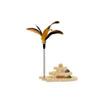 Wooden Cats Toy Set:  Turntable, Catnip Teaser Wand & Scratching Post – Ideal For Indoor Cats’ Self-Play & Care One Size black