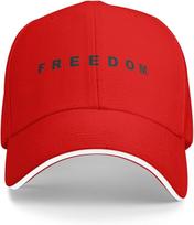 Freedom Baseball Cap Polyester Adjustable Trucker Hat for Unisex Adults Outdoor One Size red