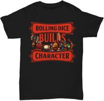 Dungeons and Dragons Rolling Dice Builds Character T-shirt L red