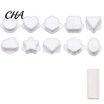 Homemade Holiday Treat Molds 10PCS Cake Pop Mold Set, Heart/Cloud/Star/Square/Round Shape, PLA Press-forming Baking Silicone Lollipop for Supplies, balta