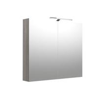 SCANDIC, spintelė su veidrodžiu, LED šviestuvas, 60cm, balta blizgi