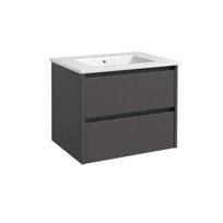 URBAN, spintelė su praustuvu, fasadai su grioveliais, 61cm, pilka matinė
