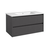 URBAN, spintelė su praustuvu, fasadai su grioveliais, 101cm, pilka matinė
