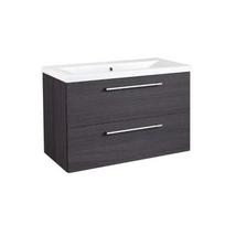 SCANDIC, spintelė su praustuvu, 2 stalčiai, 61cm, juodas ąžuolas