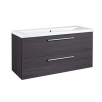 SCANDIC, spintelė su praustuvu, 2 stalčiai, 81cm, juodas ąžuolas