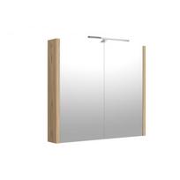 RB spintelė su veidrodžiu, LED šviestuvas, 80cm, šviesus ąžuolas