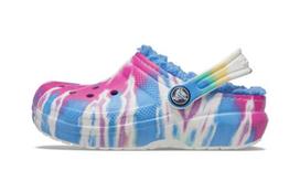 Crocs Classic Tie-Dye Lined Clog Powder Blue Multi 206683-4SO 25-26 gray