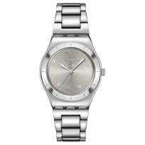 SWATCH BLOSSOM TIME serijos kvarcinis mechanizmas 30 metrų atsparumas vandeniui unisex Šveicariškas laikrodis 33 mm pilkas ciferblatas nerūdijančio plieno korpusas nerūdijančio plieno apyrankė YLS237G pilka spalva
