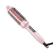 Infrared Curling Brush with Adjustable Temperature 38mm Volumizing Hot Comb LCD Display & Negative Ion for Salon Home US rožinė