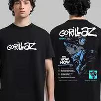 Gorillaz Unisex Print 2026 Summer Streetwear Alternative Electronic Band Women And Men Comfortable T-Shirt 4 L black