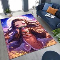 Anime Demon S-Slayer Kamado Nezuko Tanjirou Cartoon Rug for Bedroom Living Room Sofa Home Doormat Decor,Kids Non-slip Floor Mat 40x60cm( 15x23in ) brown