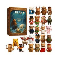 Bear Advent Calendar, 2D Acrylic Christmas Tree Ornaments & Bag Charm for Kids Family, Holiday Decor for Home, Office, Window M žalia