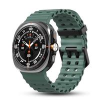 Originalus dirželis Samsung Galaxy watch Ultra 47mm priedai Jūrinio mėlynumo Silikoninis Sportinis Apyrankė Correa Galaxy watch 7 Ultra Dirželis Galaxy watch Ultra tamsiai žalia spalva