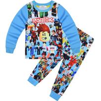 Cartoon Digital Printing, Middle-Aged And Older Children'S 120-170 Loungewear Set, Long-Sleeved Two-Piece Pajamas And Pants 565 120 šviesiai mėlyna spalva
