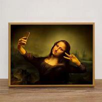 Mona Lisa Self-Portrait Frameless Canvas  Modern Minimalist Decor 21X30CMNo Framed brown
