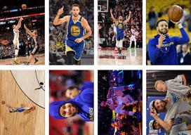 NBA Star Curry Basketball Poster HD Wallpaper Stickers with Embossed Photo in Self-Sealing Bags 29CM x 42CM white