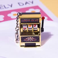 Mini Casino Slot Machine Keychain Toys Souvenirs Lucky Jackpot Charm Car Key Chains Bag Pendants Children Creative Game Gifts black