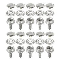 32/30pcs Silver Iron 15MM Four-Button Metal Tarpaulin & White Clothing Button Set 30pcs Silver Bagged 10 Sets (No Tools)
